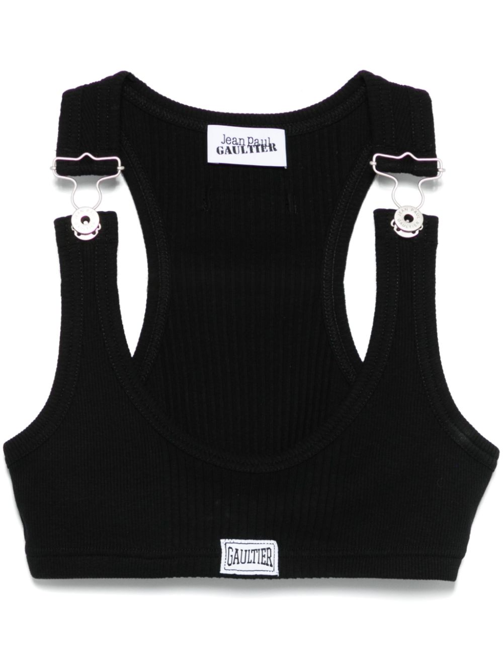 Jean Paul Gaultier overall-clip patch crop top – Black