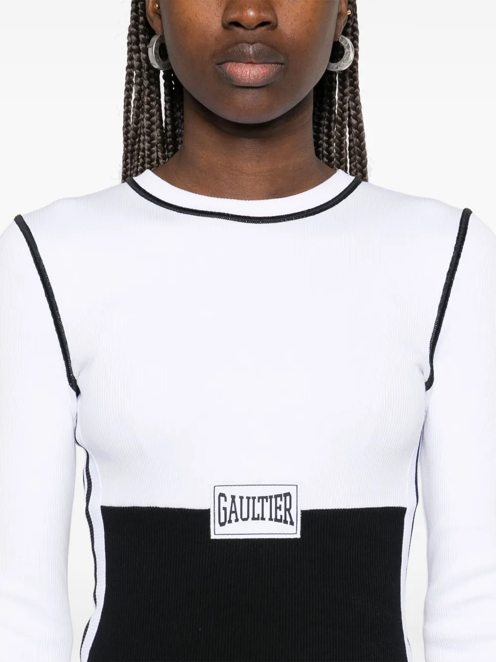 Jean Paul Gaultier Maxi-jurk met colourblocking Wit