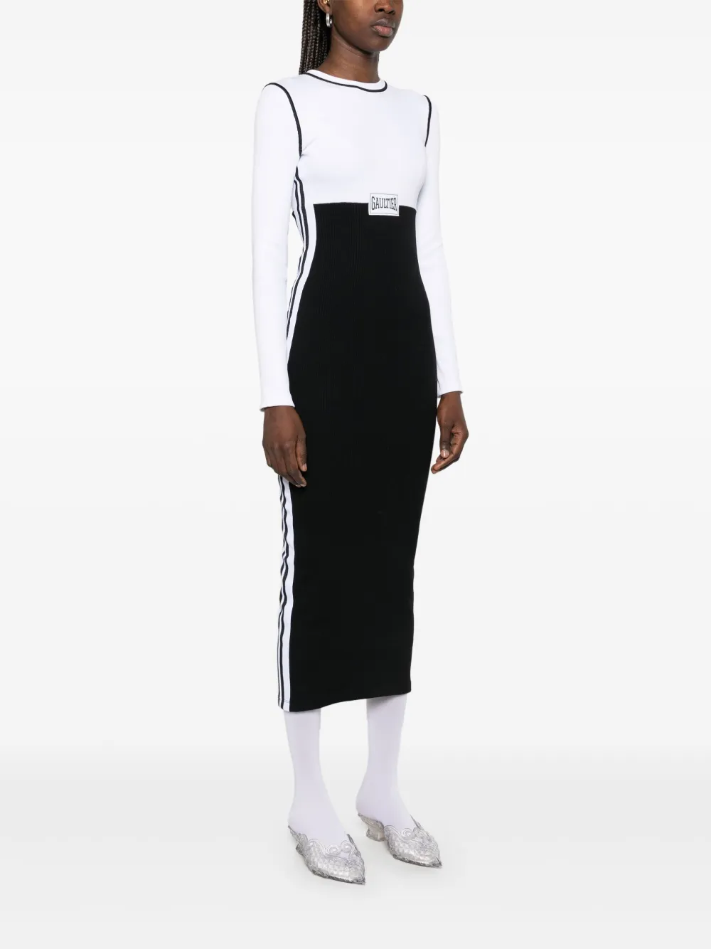 Jean Paul Gaultier Maxi-jurk met colourblocking Wit