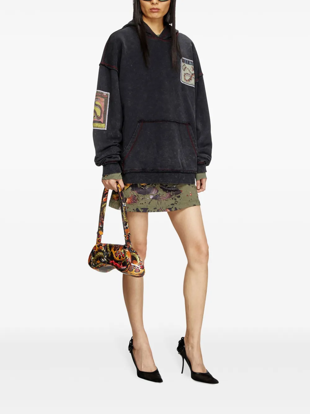 Diesel Lunar New Year Of The Snake S-boxt Hoodie In Black