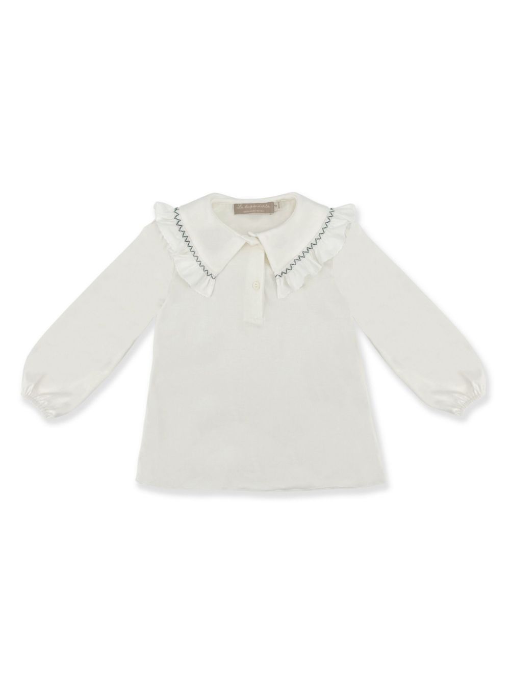 La Stupenderia smock-embroidery polo top - Neutrals