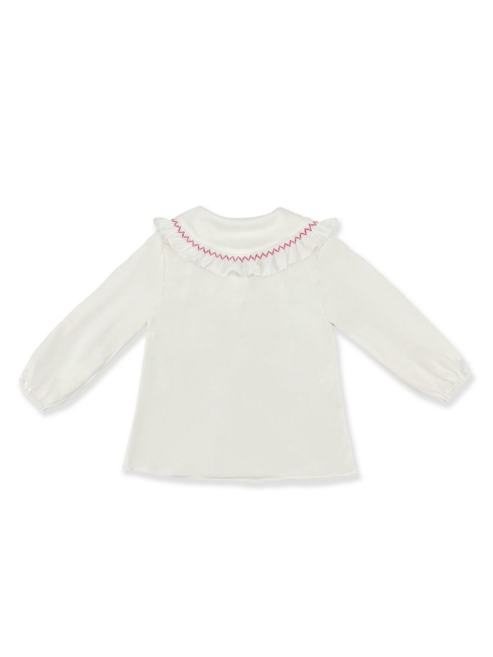 La Stupenderia smock-embroidery polo top - Wit