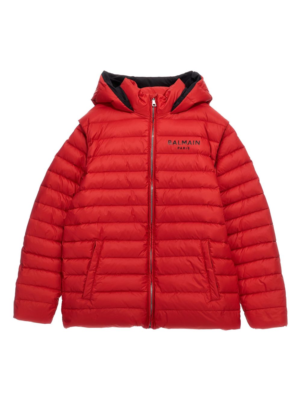 Balmain Kids logo-print puffer jacket - Red