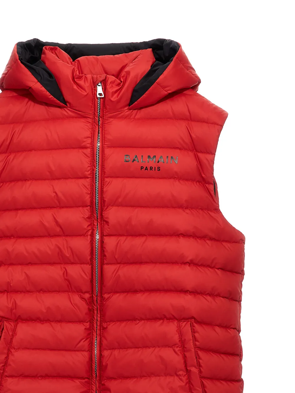 Balmain Kids Donsjack met logoprint Rood