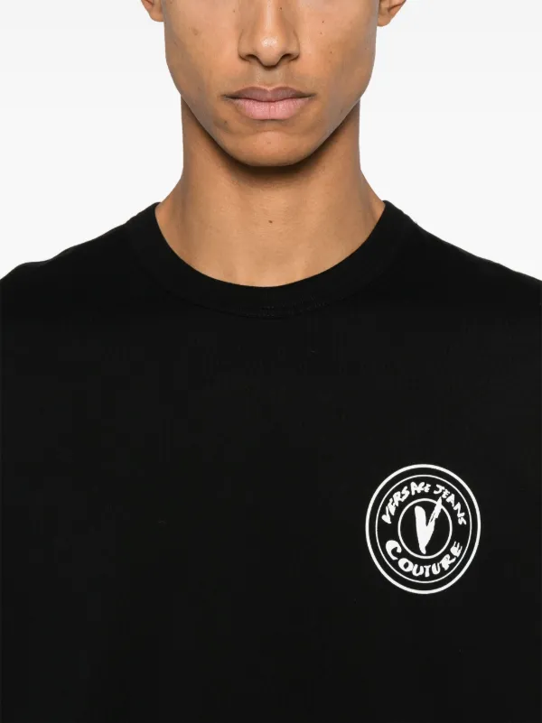Tシャツ・カットソー VERSACE JEANS COUTURE Men T-shirt Black 77GAHT01CJ00T G89 Versace Jeans Couture logo-print T-shirt | Black | FARFETCH