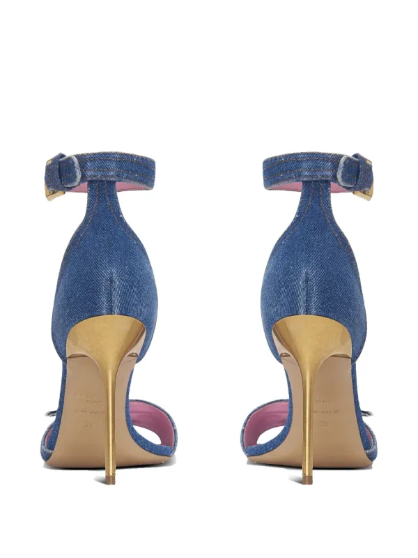 シューズ・サンダルその他 BALMAIN Woman Heeled sandals Blue EN1UR079TDMS 6EF Balmain Safety Pin Sandals | Blue | FARFETCH