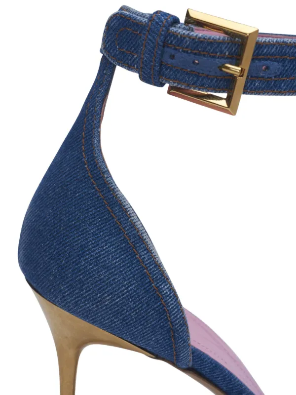 【関税&送料込み】Balmain Safety Sandals Balmain Safety Pin Sandals | Blue | FARFETCH