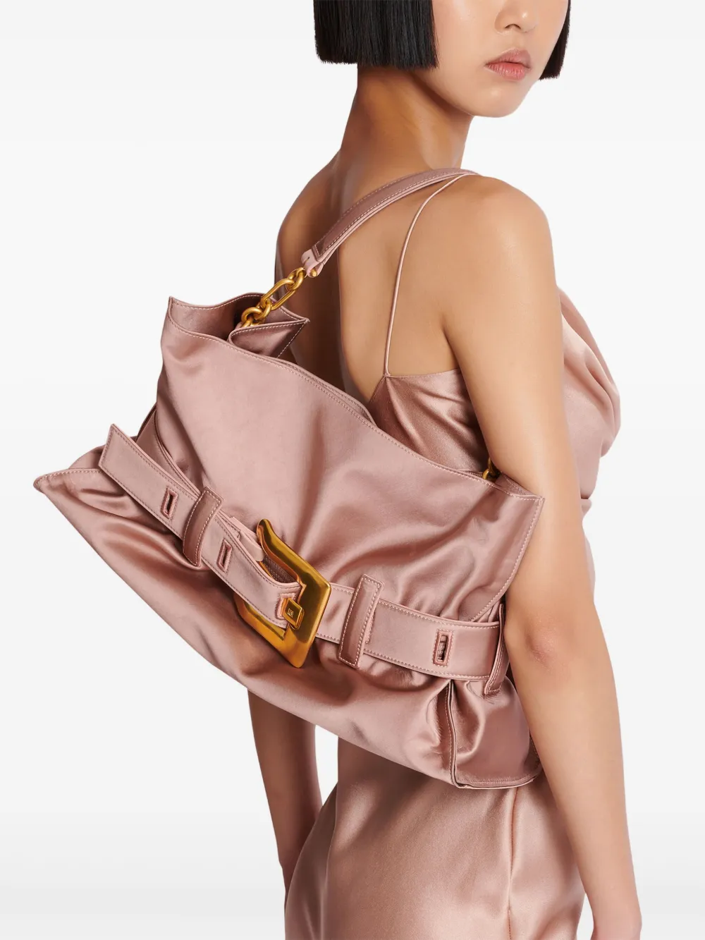 Shop Balmain Medium Anthem Shoulder Bag In Pink