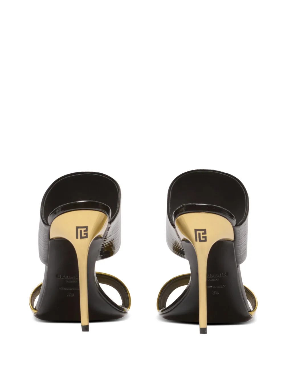 Balmain contrasting patent sandals Black