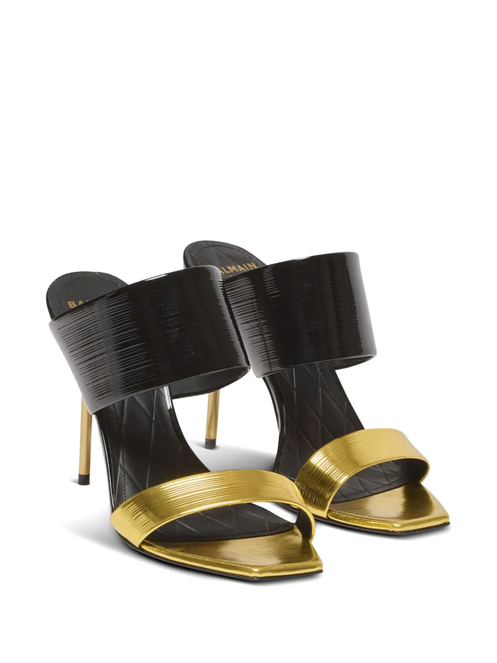 Balmain contrasting patent sandals Black