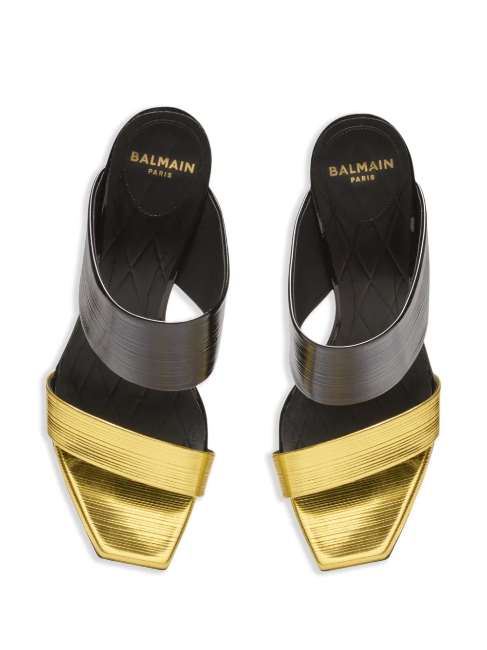 Balmain contrasting patent sandals Black