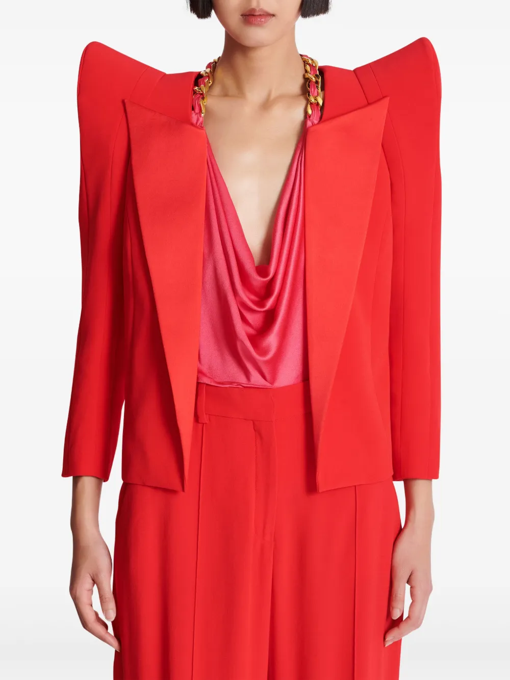 Shop Balmain Spencer Jacket In Red