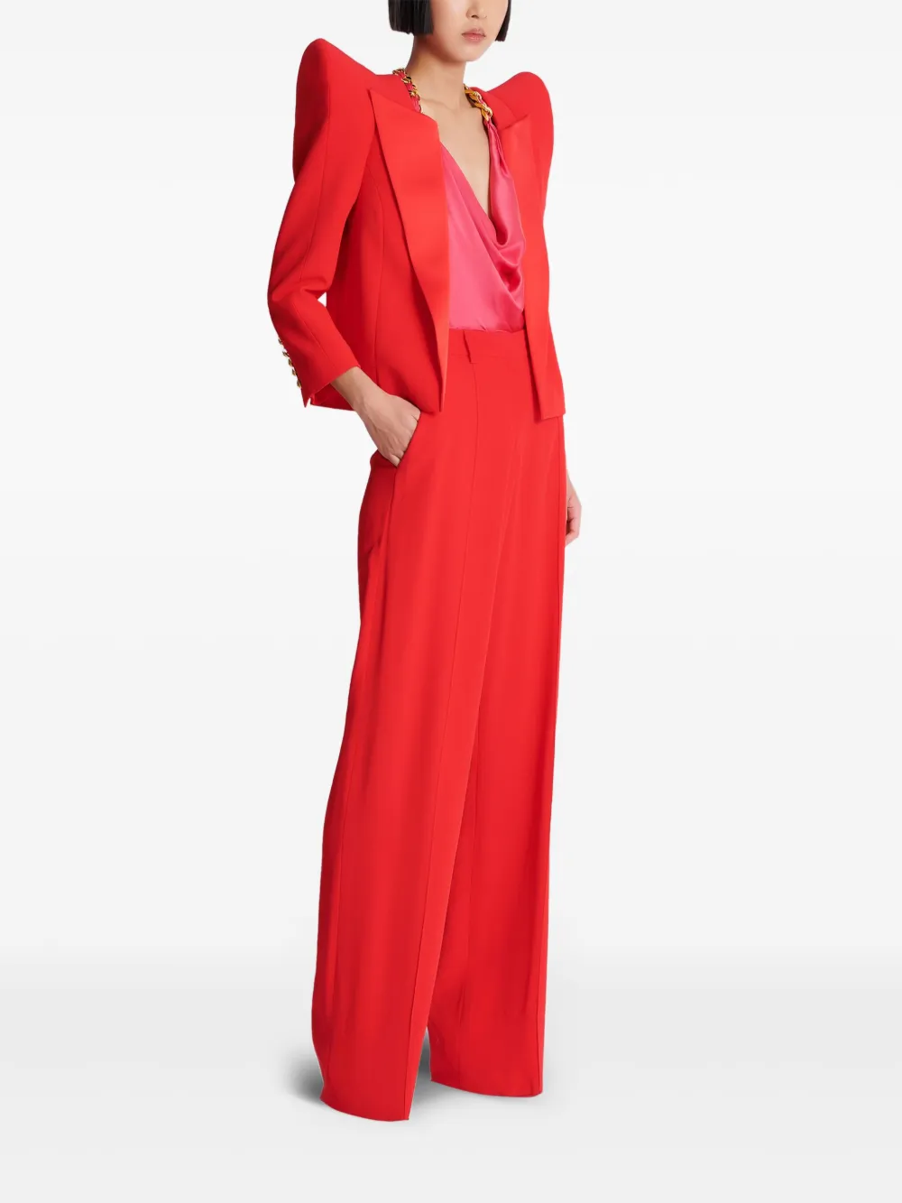 Shop Balmain Spencer Jacket In Red
