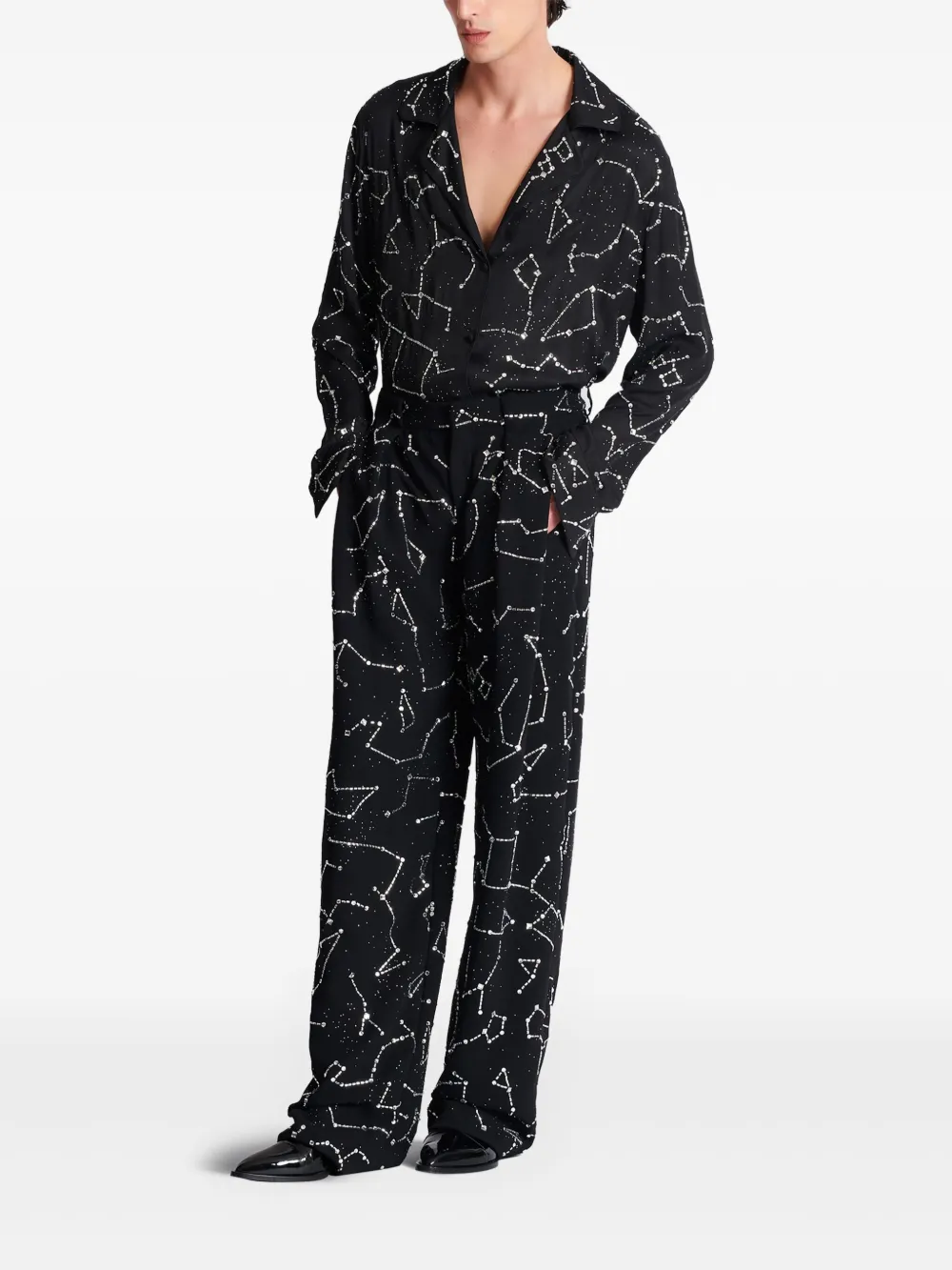 Balmain Broek met geborduurd sterrenbeeld Zwart