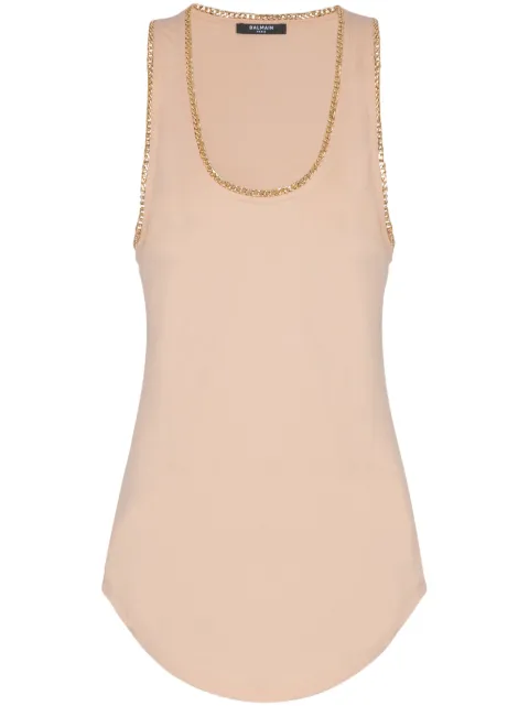 Balmain top con detalle de cadena
