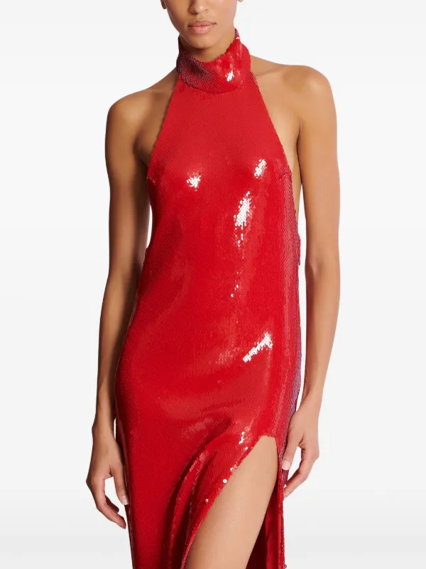 Balmain Sequined Maxi Dress | Red | FARFETCH