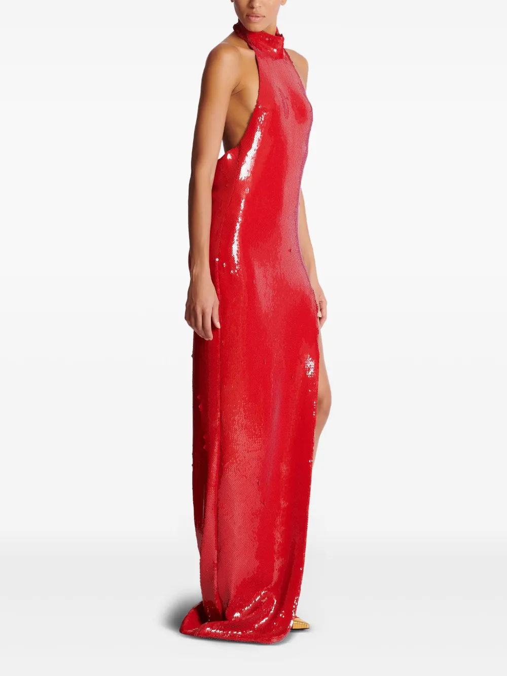 Balmain Maxi-jurk met pailletten Rood