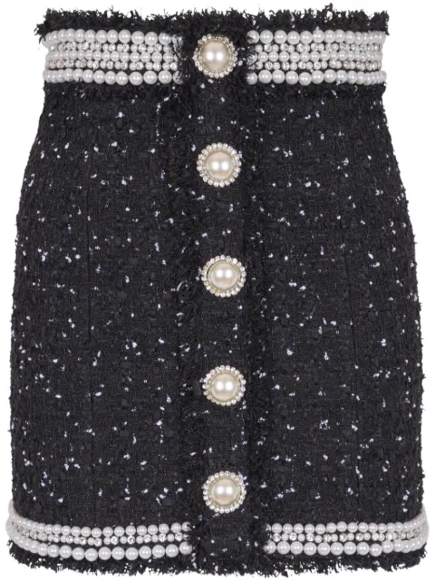 Balmain falda corta con detalle de perlas