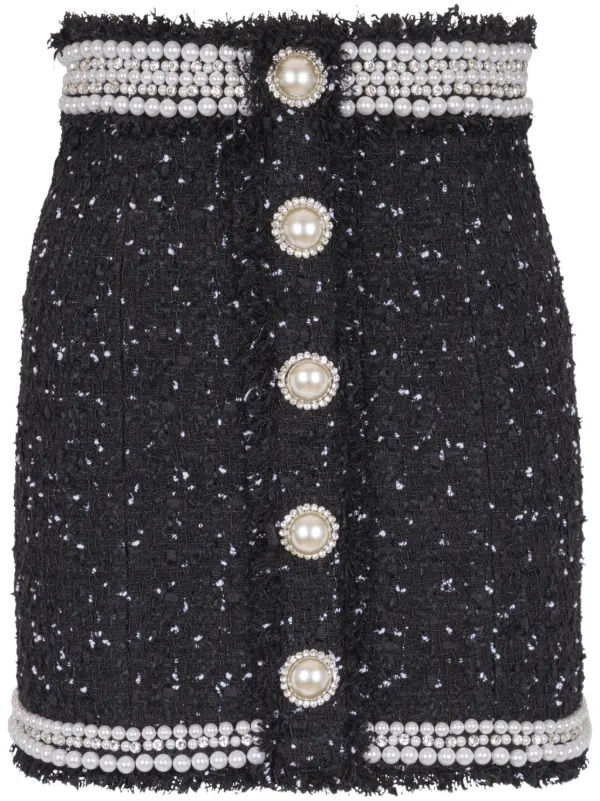 Balmain pearl-embellished Mini Skirt Black FARFETCH JO
