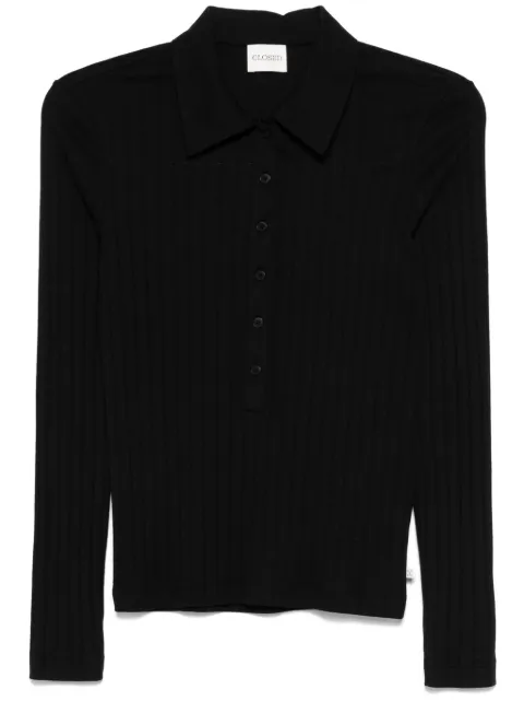 Closed ribbed polo top