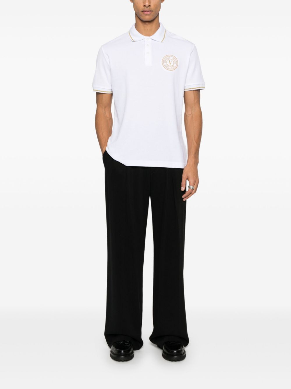 Versace Jeans Couture logo-embroidered polo shirt - Wit