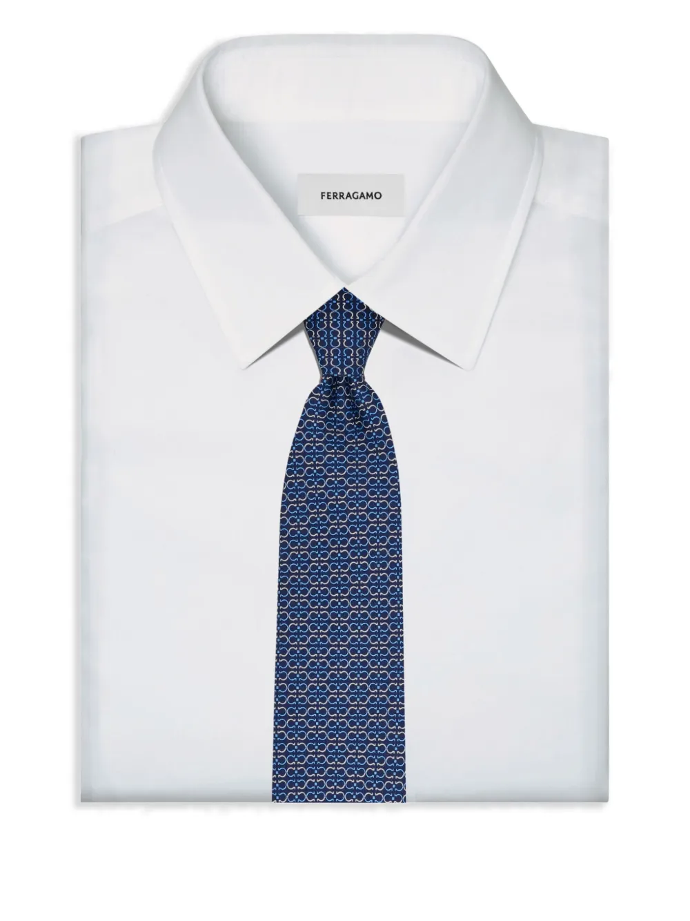Ferragamo Stropdas met monogram-print Blauw