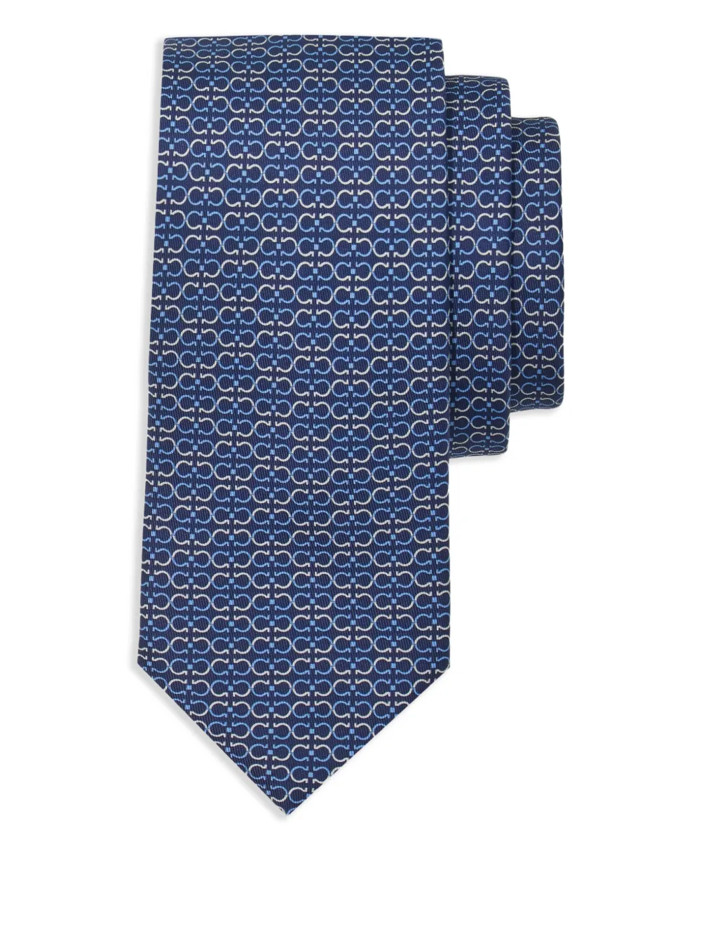 Ferragamo Stropdas met monogram-print Blauw