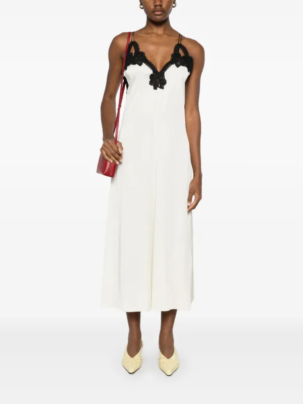 Jil Sander Lace-trimmed Midi Dress - Neutrals