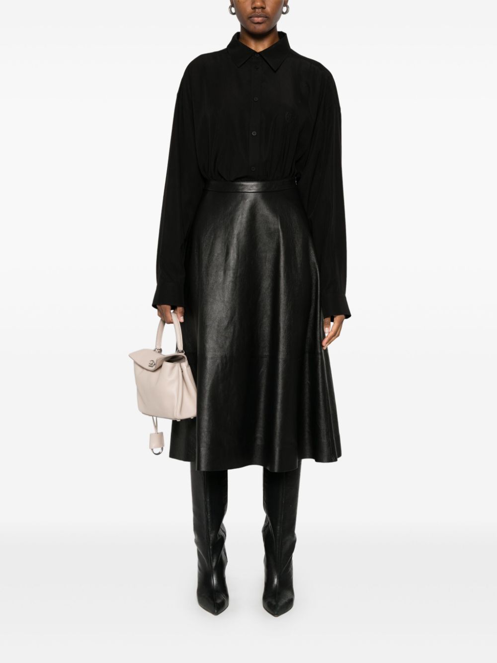 Balenciaga Leren midi-rok - Zwart