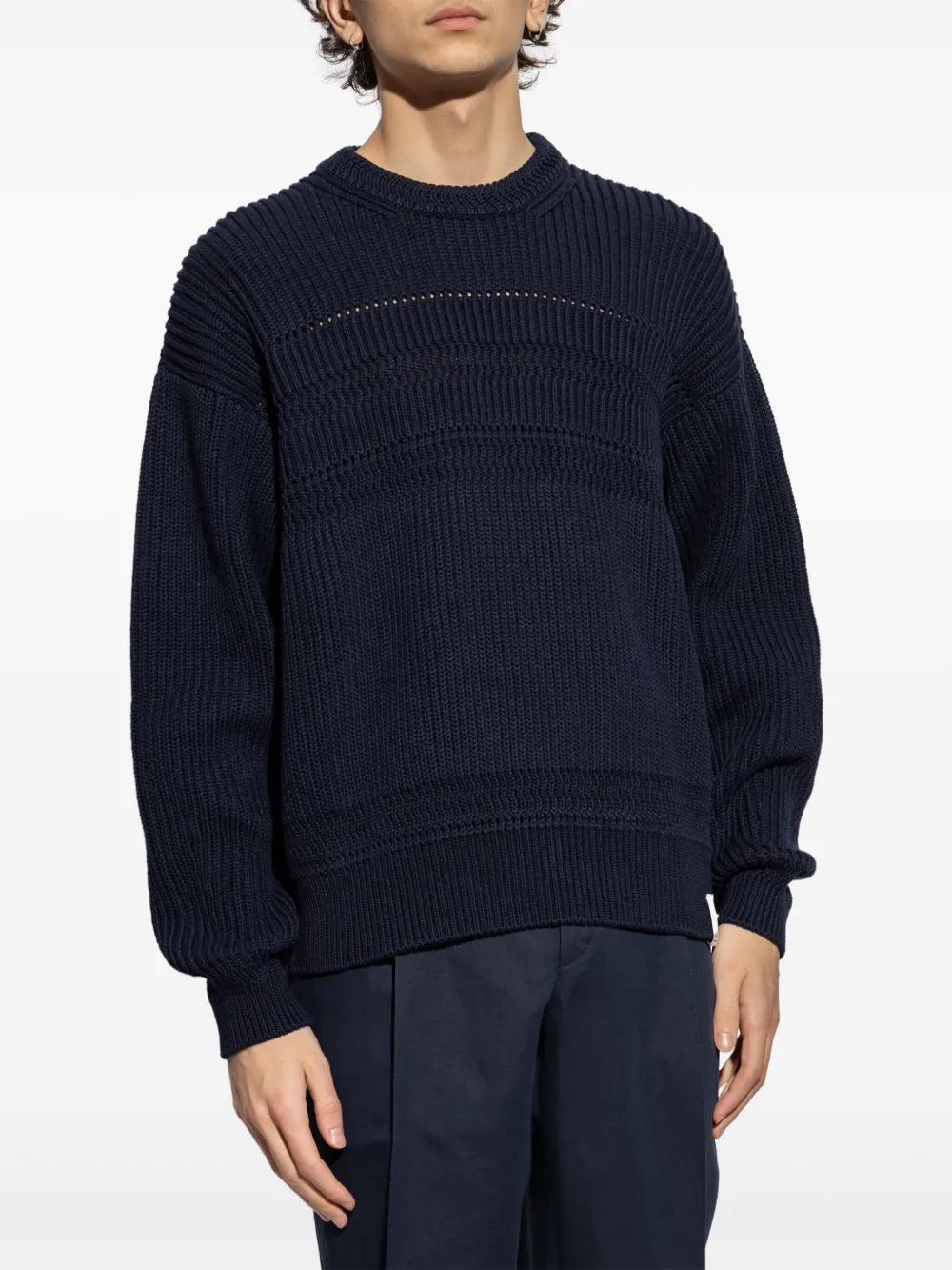 Bally Grofgeribbelde trui Blauw