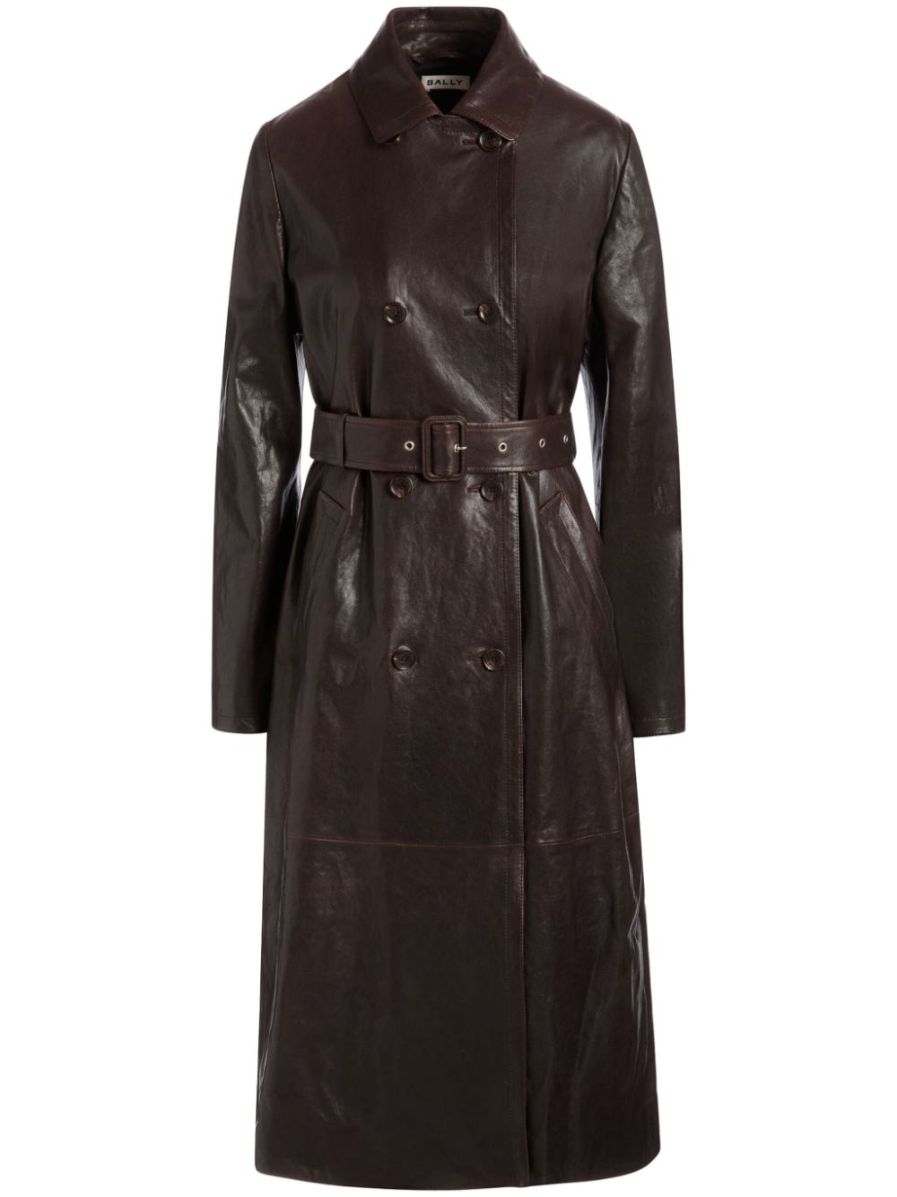 belted leather coat