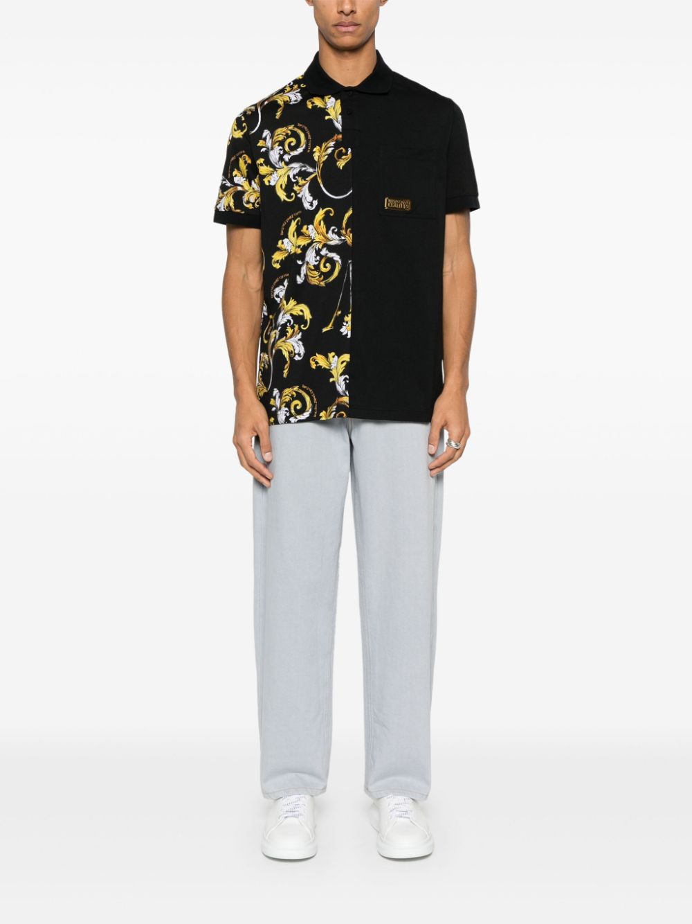 Versace Jeans Couture Barocco-print polo shirt - Zwart