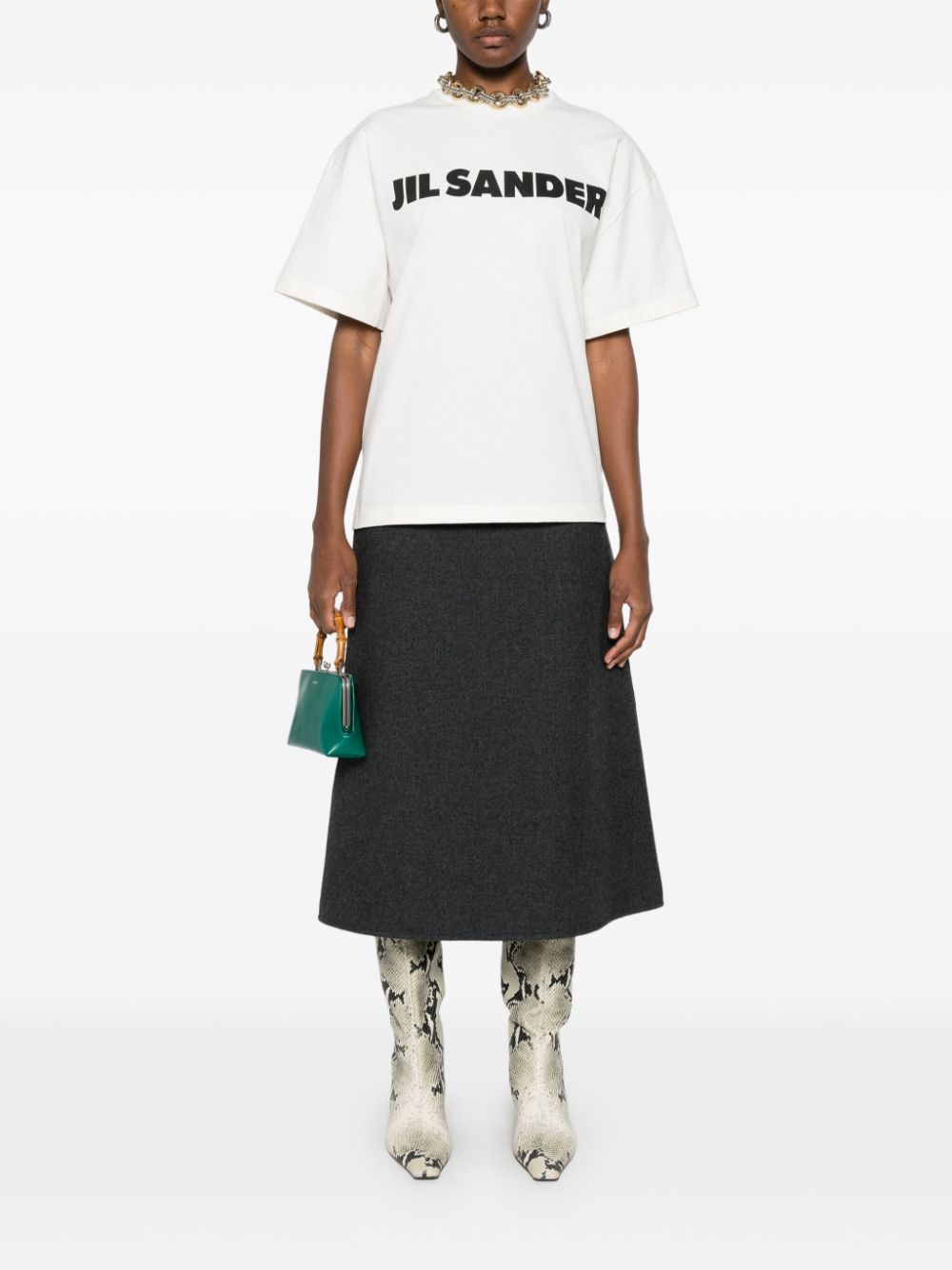 Jil Sander T-shirt met logoprint - Beige