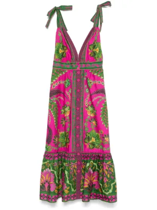 FARM Rio Ana Tapestry Midi Dress | Pink | FARFETCH FARM Rio Ana Tapestry Midi Dress | Pink | FARFETCH