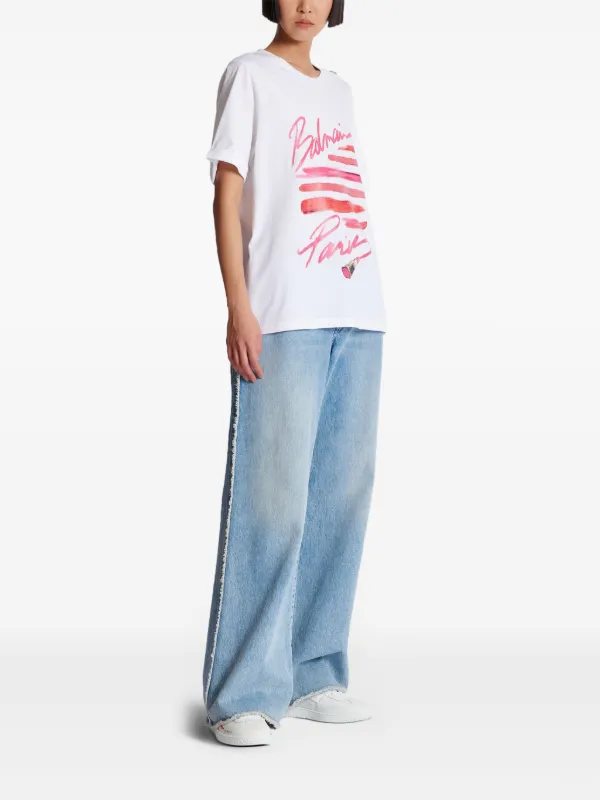 Balmain Lipstick-print T-shirt | White | FARFETCH