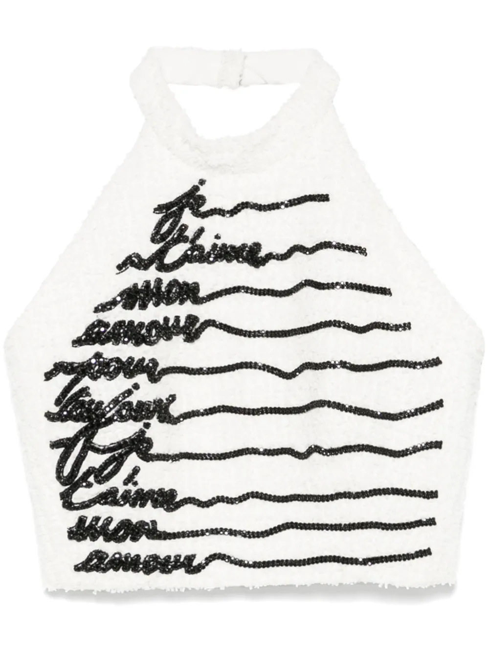 Balmain Love Letter-embroidered tweed top | White | Image 1