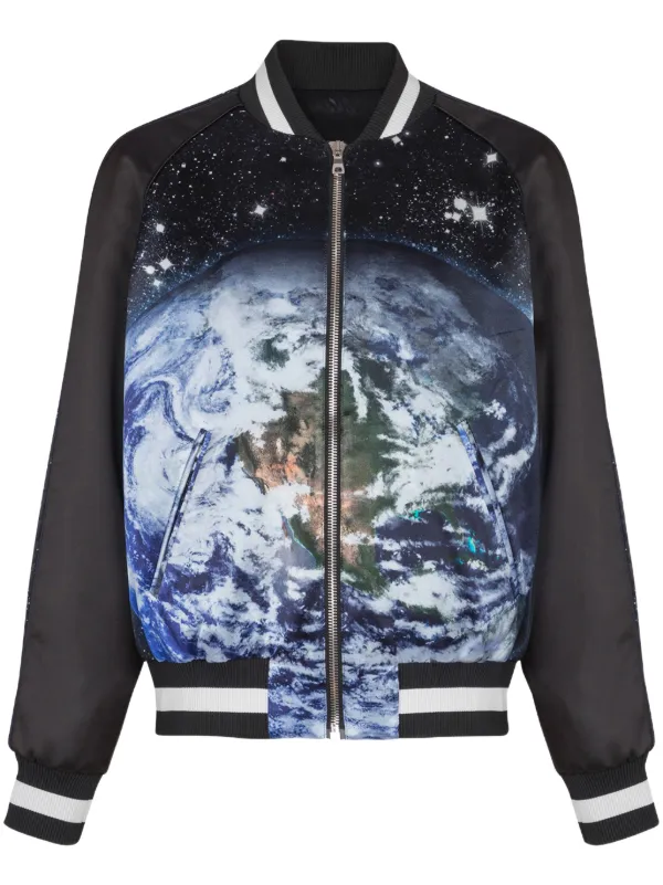 Balmain Earth & Stars Varsity Jacket in Black