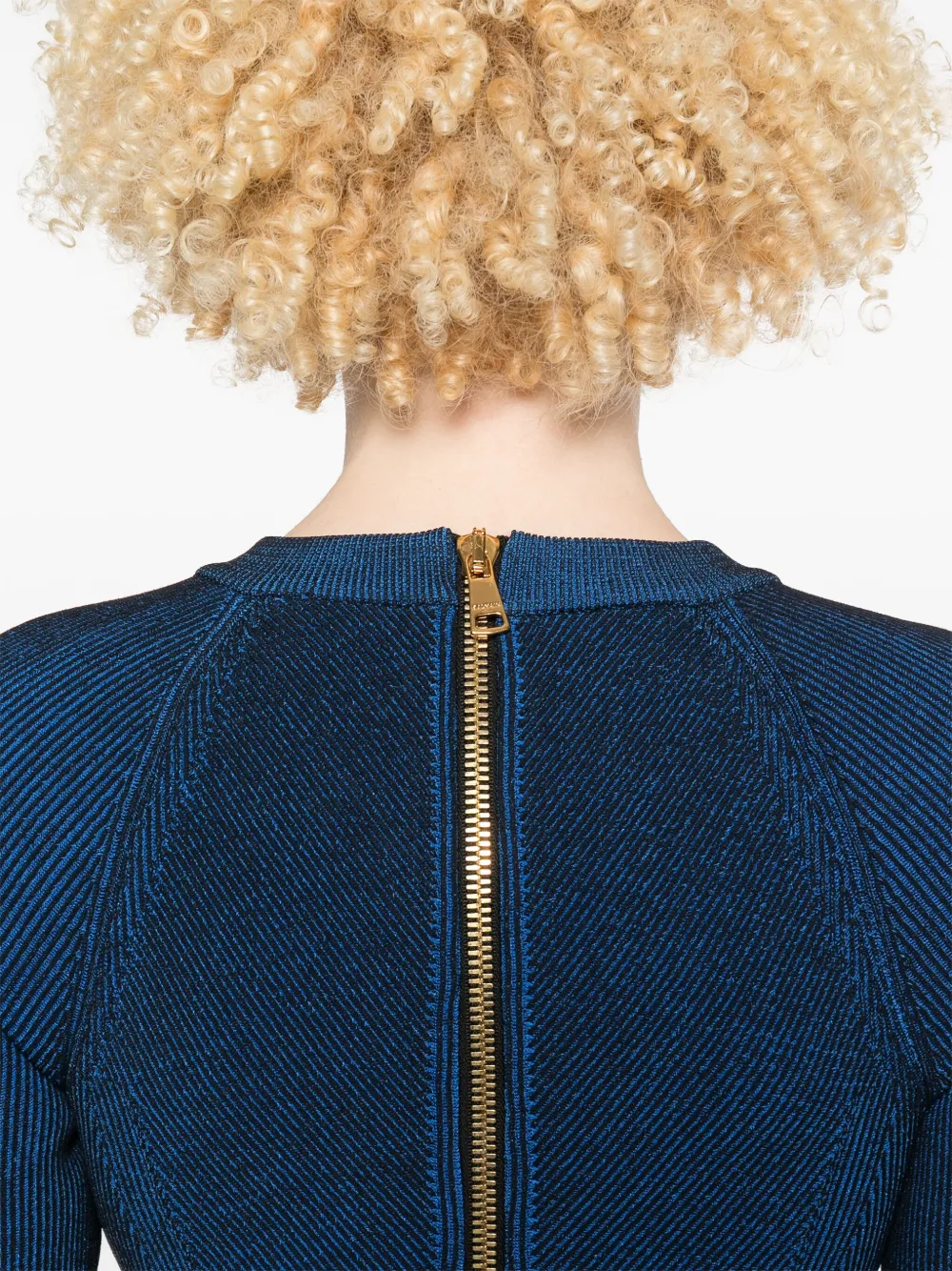 Balmain Ribgebreide jurk Blauw