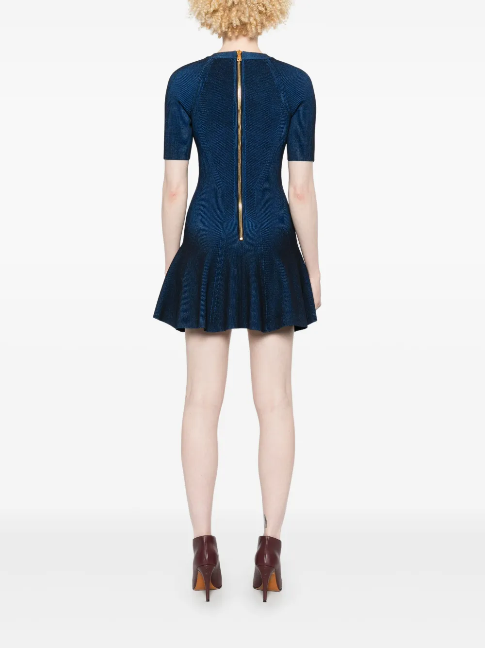Balmain Ribgebreide jurk Blauw