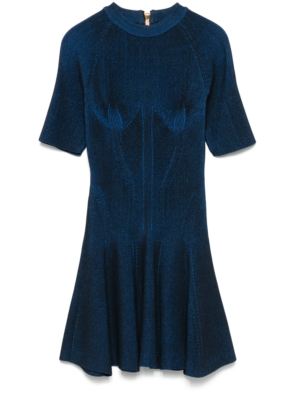 Balmain Geribbelde mini-jurk Blauw