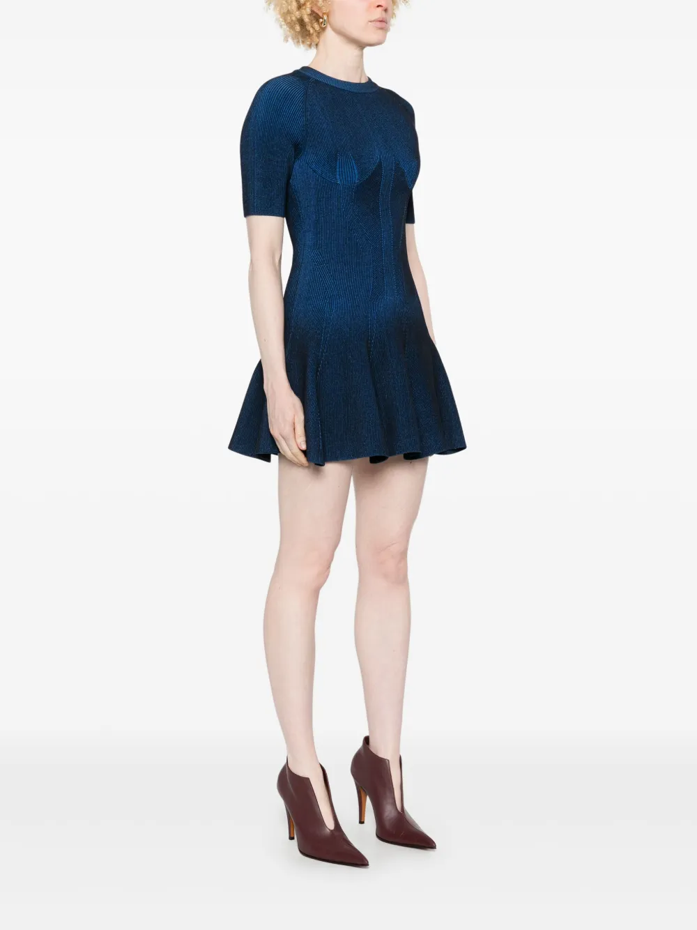 Balmain Ribgebreide jurk Blauw