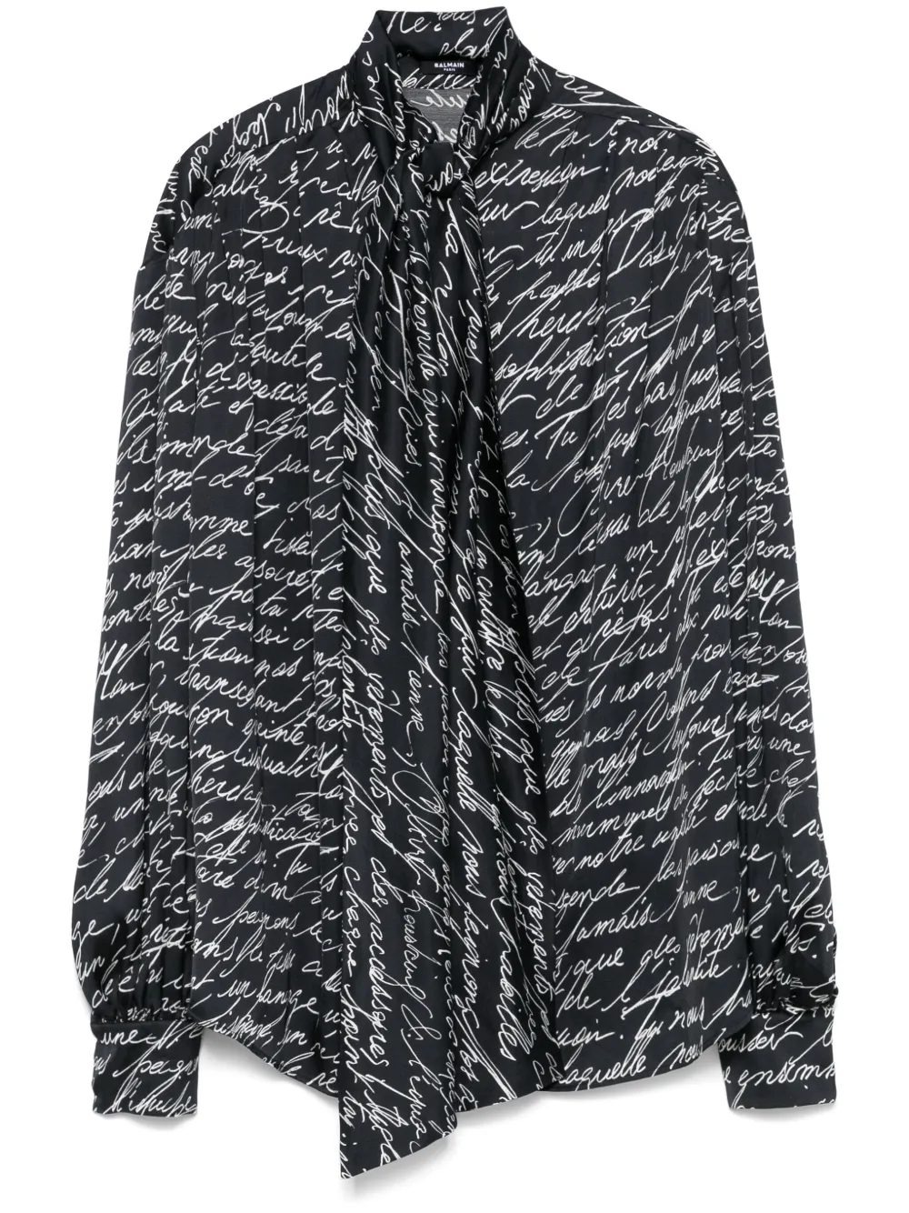 Shop Balmain Love Letter-print Blouse In 黑色