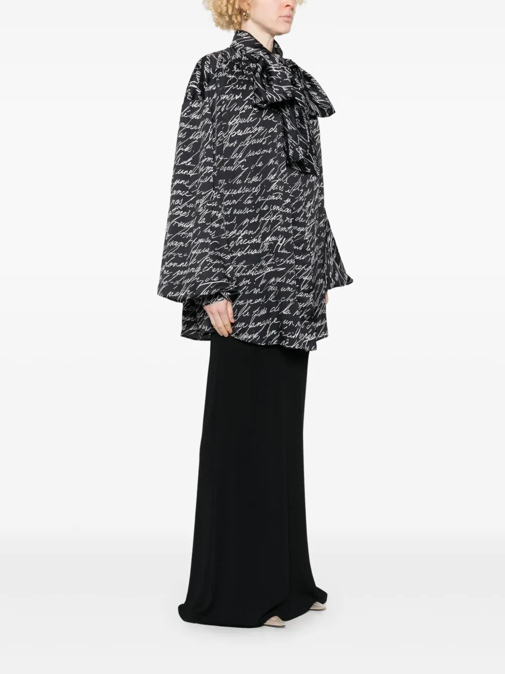 Shop Balmain Love Letter-print Blouse In 黑色