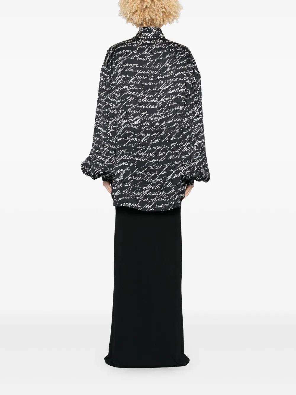 Shop Balmain Love Letter-print Blouse In 黑色