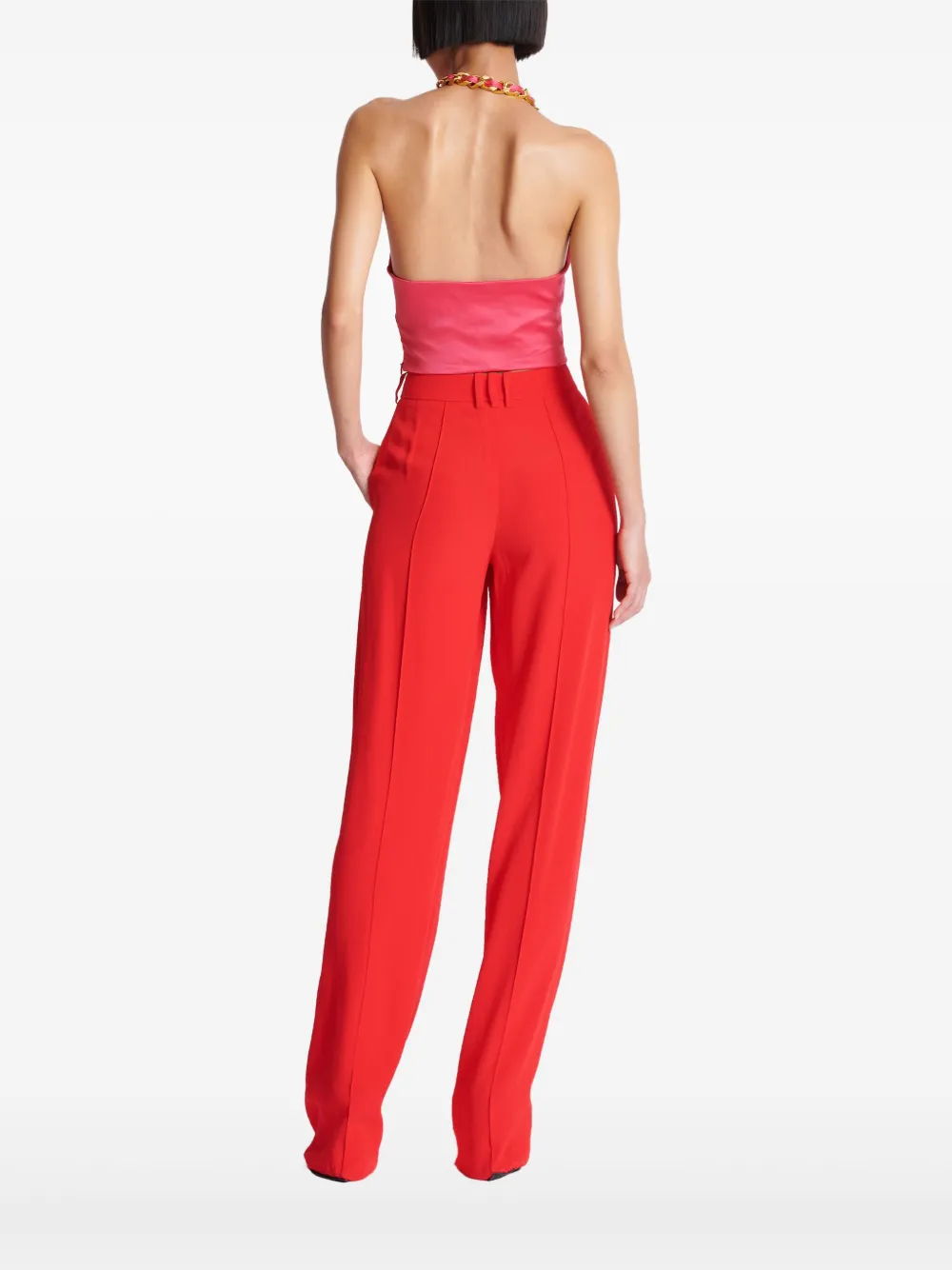 Balmain Silk Draped Halterneck Top In Pink