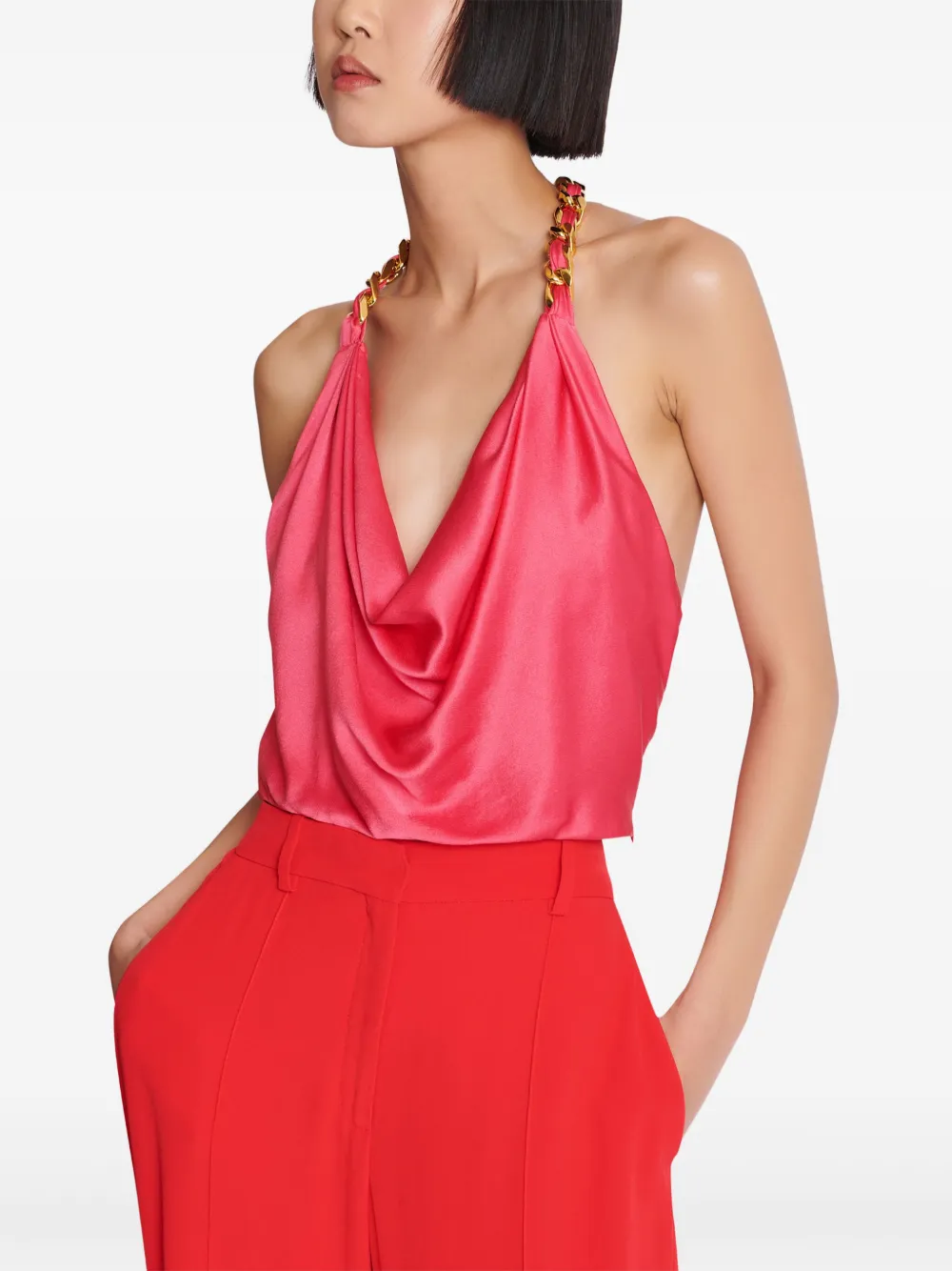 Balmain chain-strap silk-crepe top | Image 6