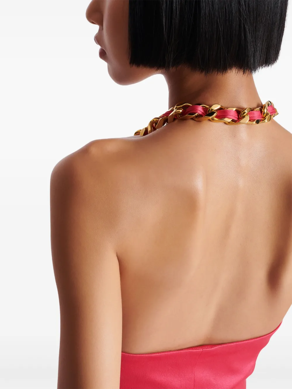 Balmain chain-strap silk-crepe top | Image 7