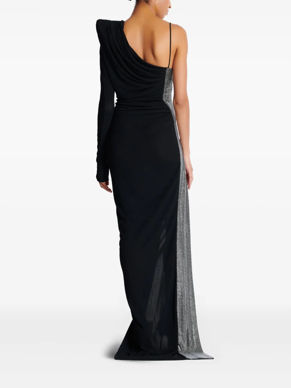 Balmain Pagoda asymmetrische jurk Zwart