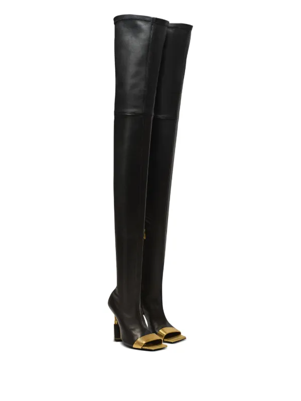 Balmain Lipstick thigh-length Leather Boots | Black | FARFETCH