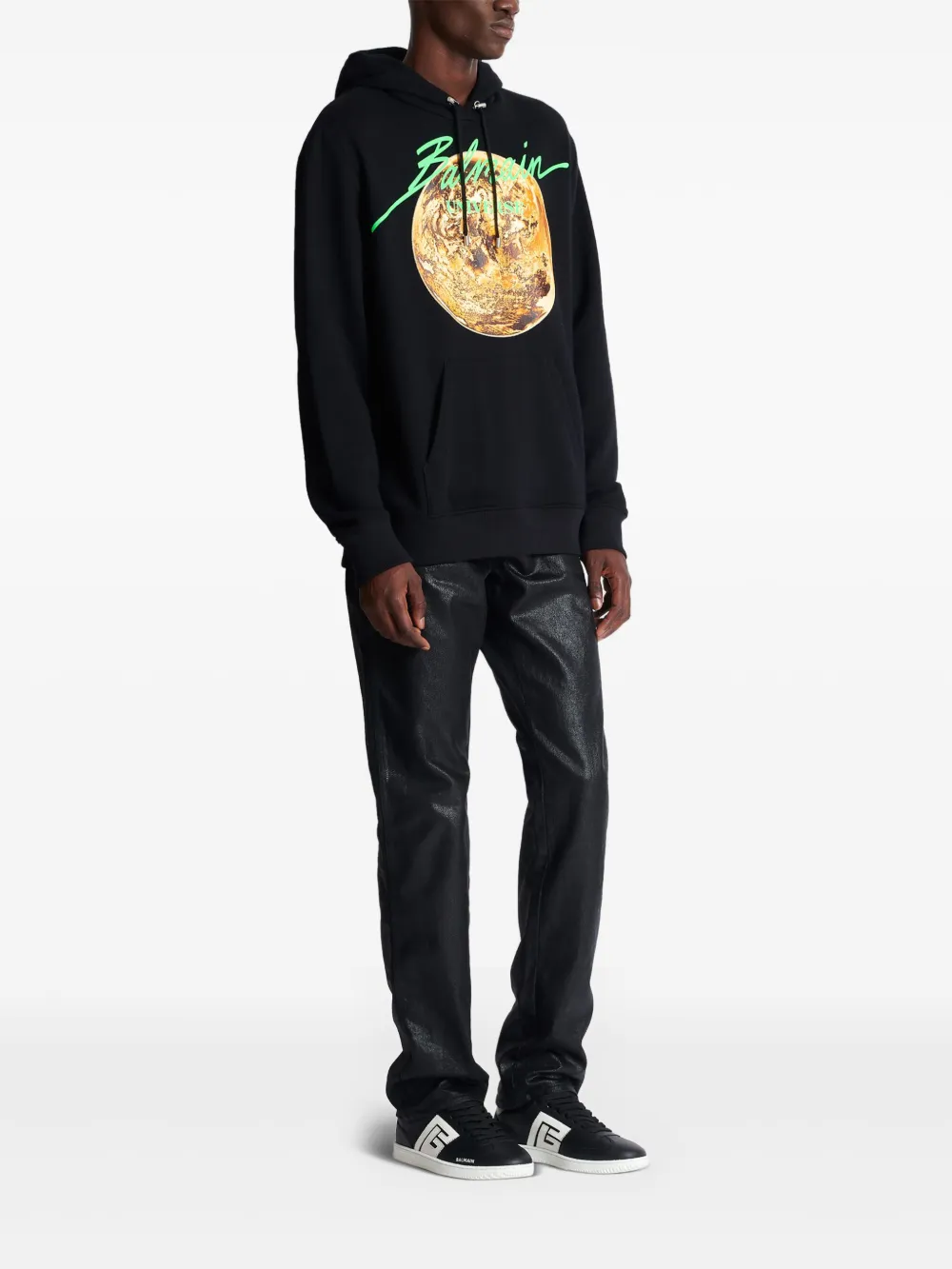 Balmain Hoodie met print Zwart